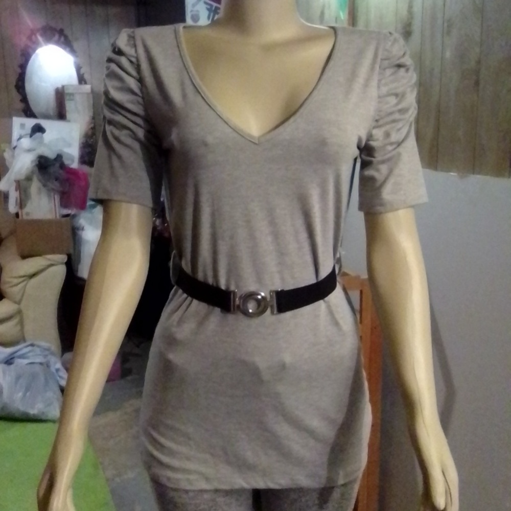 NWOT M.K.M. Designs Short Sleeved Belted Tunic Sz M juniors